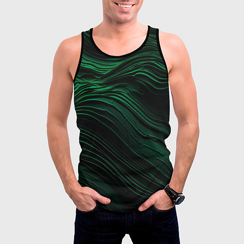 Мужская майка без рукавов Dark green texture / 3D-Черный – фото 3