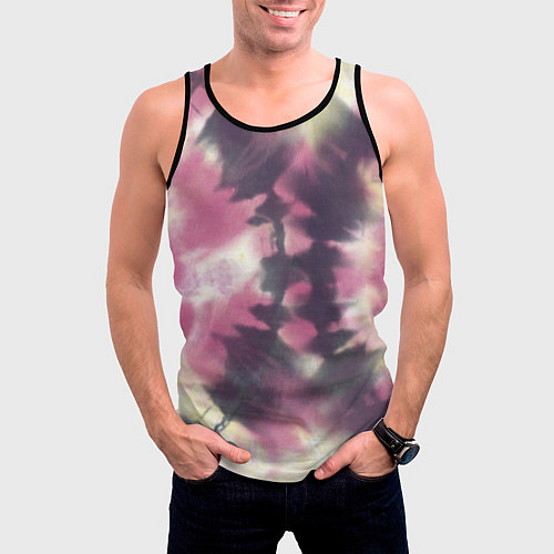 Мужская майка без рукавов Tie-Dye дизайн / 3D-Черный – фото 3