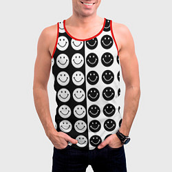 Майка-безрукавка мужская Smiley black and white, цвет: 3D-красный — фото 2