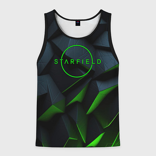 Мужская майка без рукавов Starfield black green logo / 3D-Черный – фото 1