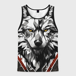 Майка-безрукавка мужская Черный волк - полигональная голова зверя, цвет: 3D-черный
