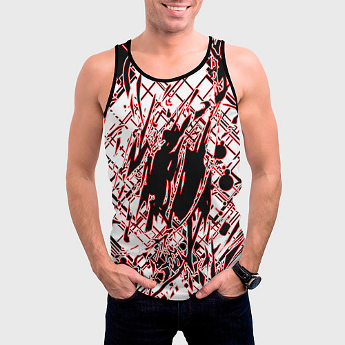 Мужская майка без рукавов Кибернетическая клякса Красная / 3D-Черный – фото 3