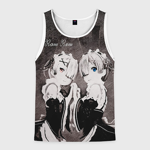 Мужская майка без рукавов Re Zero Ram and Rem / 3D-Белый – фото 1