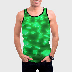Майка-безрукавка мужская Зеленые свечения, цвет: 3D-черный — фото 2