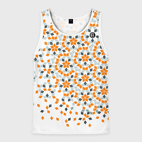Мужская майка без рукавов Плитки Пенроуза в оранжево серой палитре / 3D-Белый – фото 1