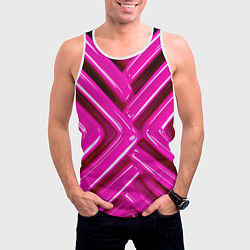 Майка-безрукавка мужская Розовые абстрактные трубочки, цвет: 3D-белый — фото 2