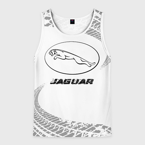 Мужская майка без рукавов Jaguar speed на светлом фоне со следами шин / 3D-Белый – фото 1