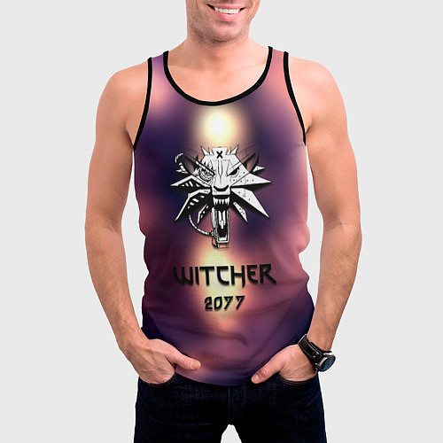 Мужская майка без рукавов Ведьмак 2077 / 3D-Черный – фото 3