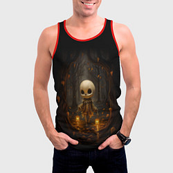 Майка-безрукавка мужская Призрак в лесу - скелет, цвет: 3D-красный — фото 2