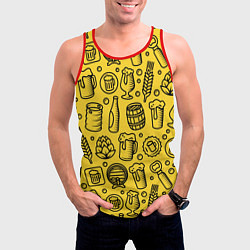 Майка-безрукавка мужская Пиво и аксессуары - жёлтый, цвет: 3D-красный — фото 2