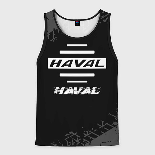 Мужская майка без рукавов Haval speed на темном фоне со следами шин / 3D-Черный – фото 1