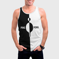 Майка-безрукавка мужская Ping-Pong черно-белое, цвет: 3D-белый — фото 2