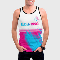 Майка-безрукавка мужская Elden Ring neon gradient style: символ сверху, цвет: 3D-черный — фото 2