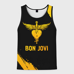 Майка-безрукавка мужская Bon Jovi - gold gradient, цвет: 3D-черный