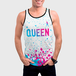 Майка-безрукавка мужская Queen neon gradient style: символ сверху, цвет: 3D-черный — фото 2