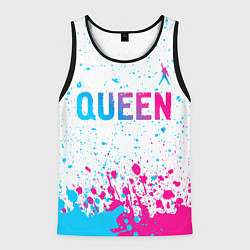 Майка-безрукавка мужская Queen neon gradient style: символ сверху, цвет: 3D-черный