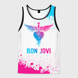 Майка-безрукавка мужская Bon Jovi neon gradient style, цвет: 3D-черный