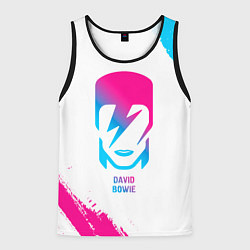 Майка-безрукавка мужская David Bowie neon gradient style, цвет: 3D-черный