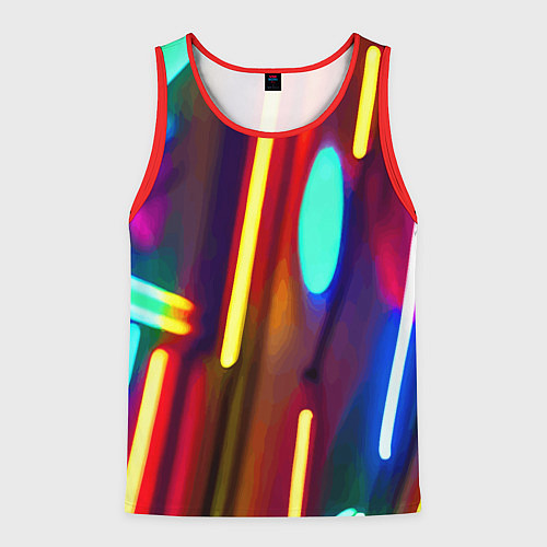 Мужская майка без рукавов Абстрактная неоновая композиция / 3D-Красный – фото 1
