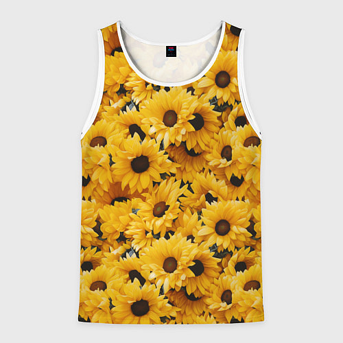 Мужская майка без рукавов Желтые объемные цветы от нейросети / 3D-Белый – фото 1