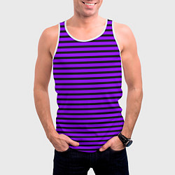 Майка-безрукавка мужская Фиолетовый в чёрную полоску, цвет: 3D-белый — фото 2
