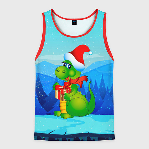 Мужская майка без рукавов Дракон с подарком новый год / 3D-Красный – фото 1