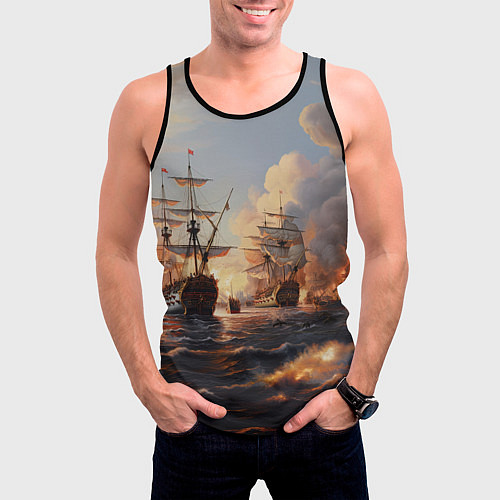 Мужская майка без рукавов Морское сражение / 3D-Черный – фото 3