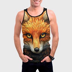 Майка-безрукавка мужская Лис в стиле фолк-арт, цвет: 3D-черный — фото 2