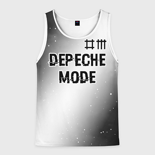 Мужская майка без рукавов Depeche Mode glitch на светлом фоне: символ сверху / 3D-Белый – фото 1