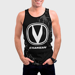 Майка-безрукавка мужская Changan speed на темном фоне со следами шин, цвет: 3D-черный — фото 2