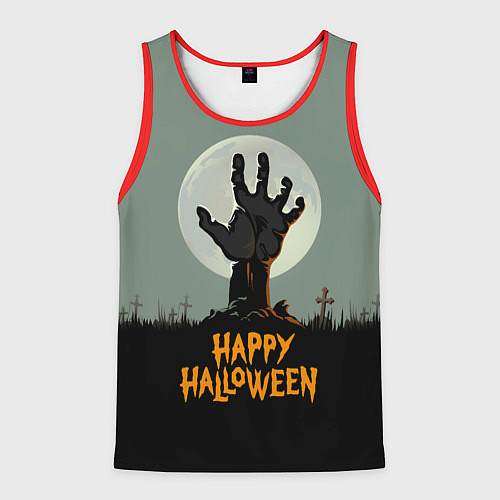 Мужская майка без рукавов Halloween - рука мертвеца / 3D-Красный – фото 1