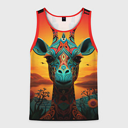 Мужская майка без рукавов Жираф в стиле фолк-арт