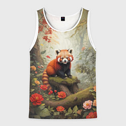 Майка-безрукавка мужская Красная панда в лесу, цвет: 3D-белый