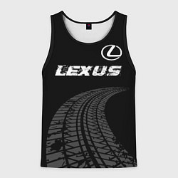 Майка-безрукавка мужская Lexus speed на темном фоне со следами шин: символ, цвет: 3D-черный