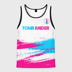 Майка-безрукавка мужская Tomb Raider neon gradient style посередине, цвет: 3D-черный