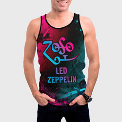 Майка-безрукавка мужская Led Zeppelin - neon gradient, цвет: 3D-черный — фото 2