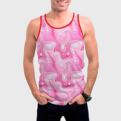 Майка-безрукавка мужская Розовые разводы краски, цвет: 3D-красный — фото 2