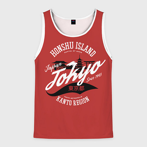 Мужская майка без рукавов Токио - Япония / 3D-Белый – фото 1