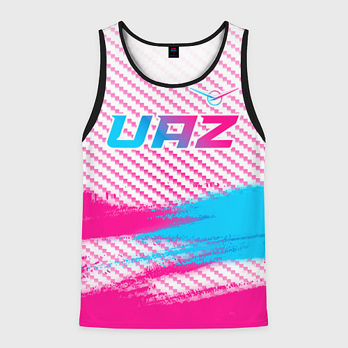 Мужская майка без рукавов UAZ neon gradient style посередине / 3D-Черный – фото 1