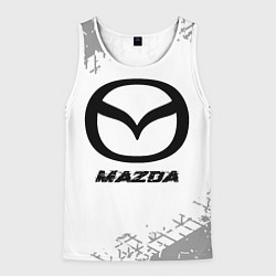 Майка-безрукавка мужская Mazda speed на светлом фоне со следами шин, цвет: 3D-белый