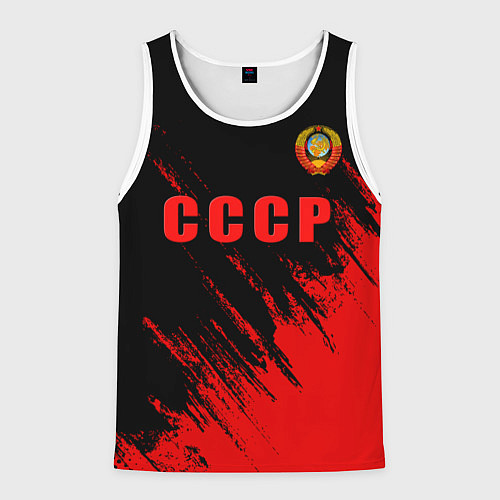 Мужская майка без рукавов СССР герб брызги красок / 3D-Белый – фото 1