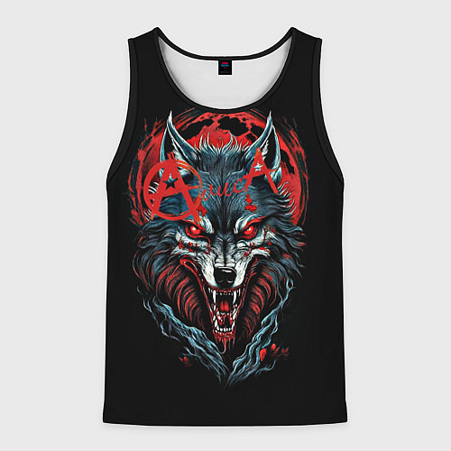 Мужская майка без рукавов Логотип рок группы Алиса на фоне волка / 3D-Черный – фото 1