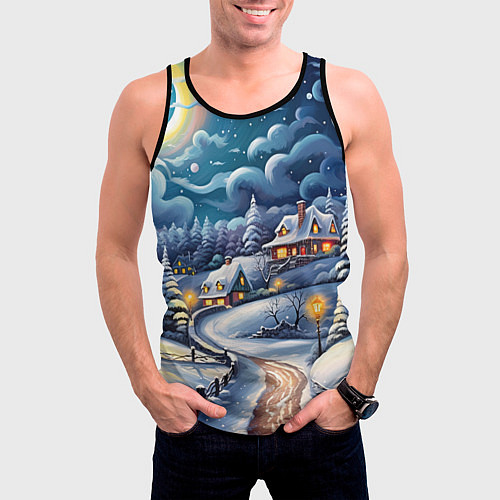 Мужская майка без рукавов Новогоднее настроение / 3D-Черный – фото 3