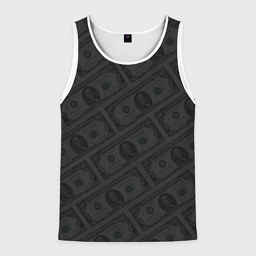 Мужская майка без рукавов Патерн доллары купюрой по 100 баксов / 3D-Белый – фото 1