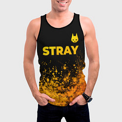 Майка-безрукавка мужская Stray - gold gradient посередине, цвет: 3D-черный — фото 2