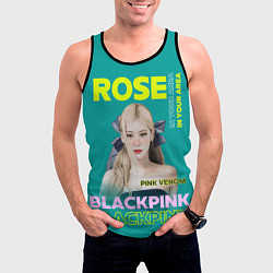 Майка-безрукавка мужская Rose - девушка певица из группы Blackpink, цвет: 3D-черный — фото 2