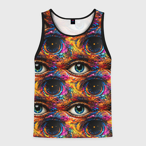 Мужская майка без рукавов Глаза рисунок паттерн / 3D-Черный – фото 1