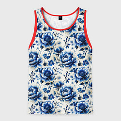 Майка-безрукавка мужская Гжель узор паттерн, цвет: 3D-красный