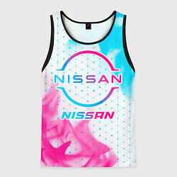 Майка-безрукавка мужская Nissan neon gradient style, цвет: 3D-черный
