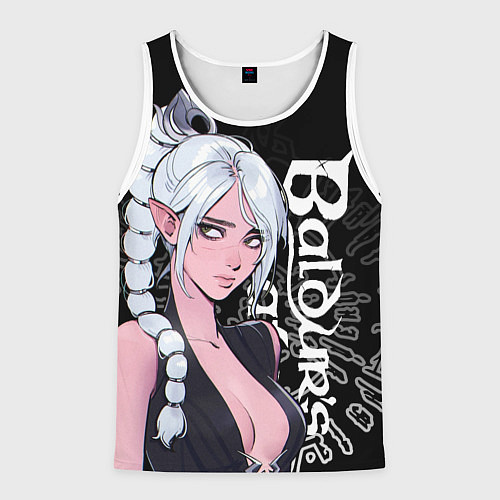 Мужская майка без рукавов Shadowheart - серебрянные волосы Baldur’s Gate / 3D-Белый – фото 1